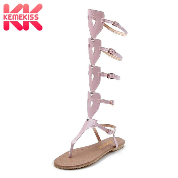 KemeKiss Size 34-48 Classics Women Flats Gladiator Sandals Flip Flops Ankle Strap Sandals Summer Sexy Shoes Women Footwear