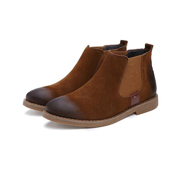 YIGER New Man Ankle Boots Chelsea Boots Genuine Leather Sewing Man shoes Casual Man Boots  Black/Brown/Gary  0097