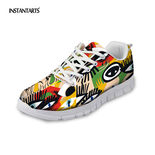 INSTANTARTS Funny 3D Graffiti Printed Casual Shoes Men Breathable Mesh Flat Shoes Spring Sneaker Shoes Male Fashion Man Shoes