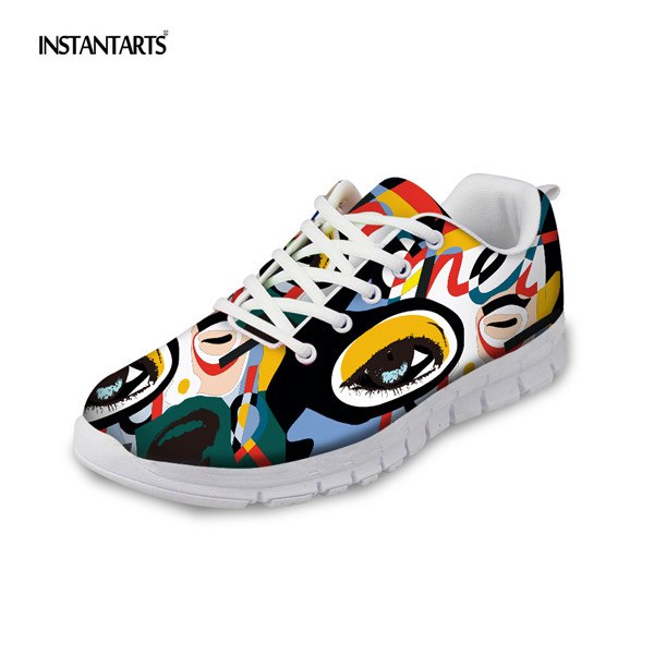 INSTANTARTS Funny 3D Graffiti Printed Casual Shoes Men Breathable Mesh Flat Shoes Spring Sneaker Shoes Male Fashion Man Shoes