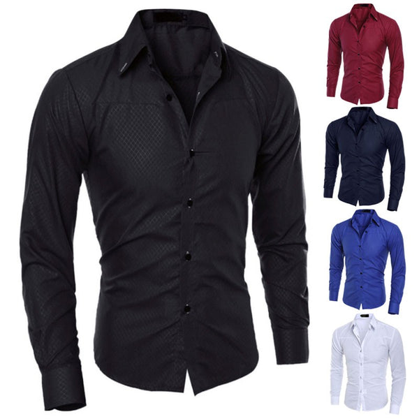 1x  Luxury New Fashion Mens Slim Fit Shirt Long Sleeve Dress Shirts Casual Shirt Top