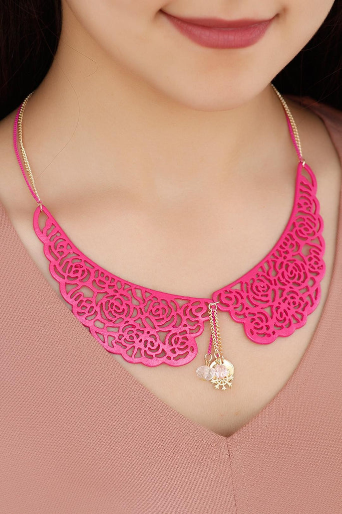 Women's Fuchsia Pink Design Necklace