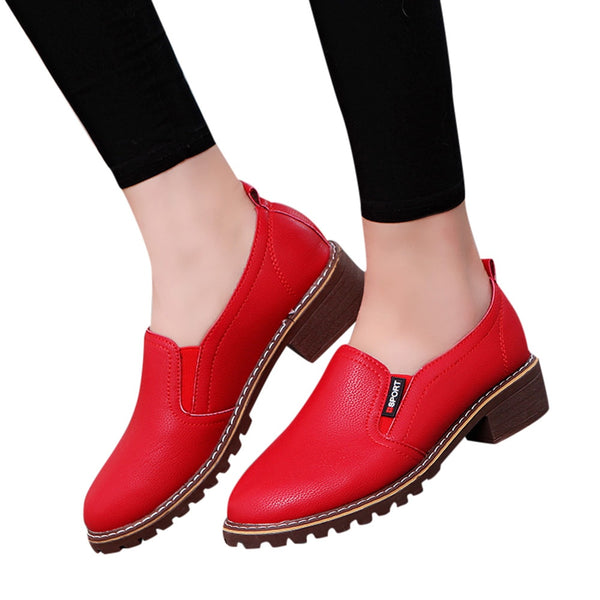 High Quality Casual Slip On Women Shoes Leather Comfortable Soft Bottom Shoes Vintage Style Women Footwear