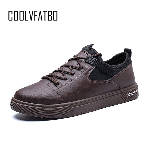 COOLVFATBO Men's Vulcanize Shoes shallow designer sneakers for men massage hard-wearing leather man shoes student Shoes