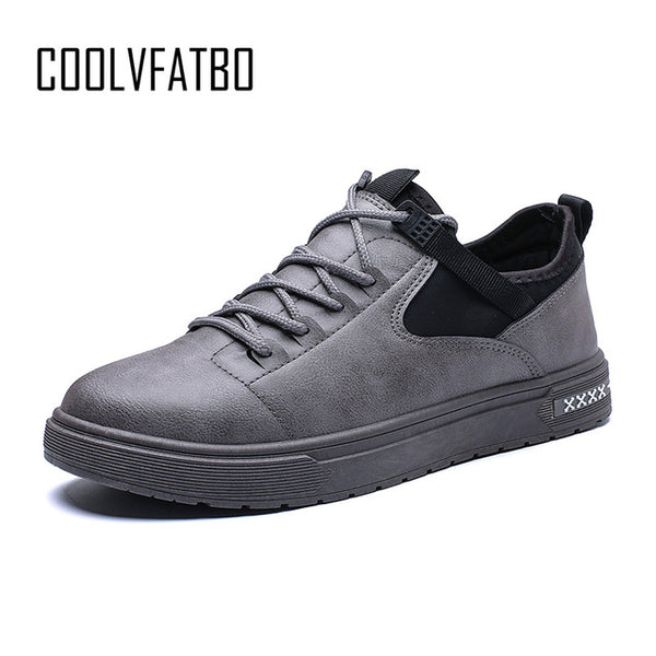 COOLVFATBO Men's Vulcanize Shoes shallow designer sneakers for men massage hard-wearing leather man shoes student Shoes