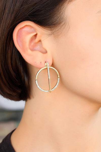 Women's Zircon Shiny Gemmed Ringed Earrings
