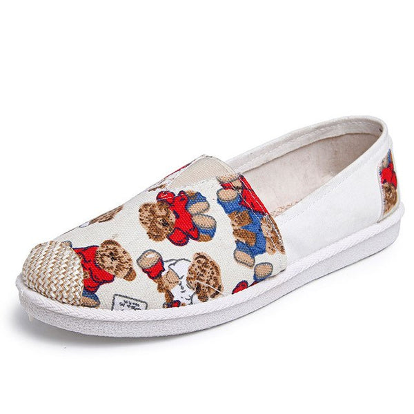 Spring Women Loafers Shoes Espadrille Graffiti Comfort Flat Platform Creepers Shoes Slip On Shoes Women Footwear Ladies Shoes