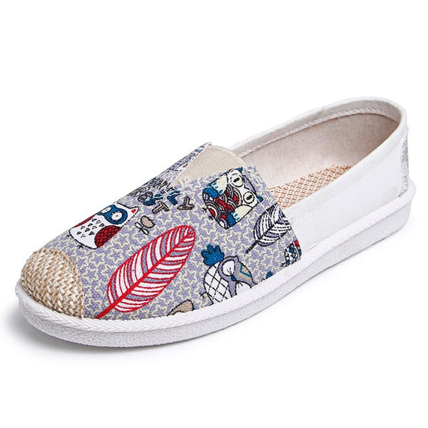 Spring Women Loafers Shoes Espadrille Graffiti Comfort Flat Platform Creepers Shoes Slip On Shoes Women Footwear Ladies Shoes