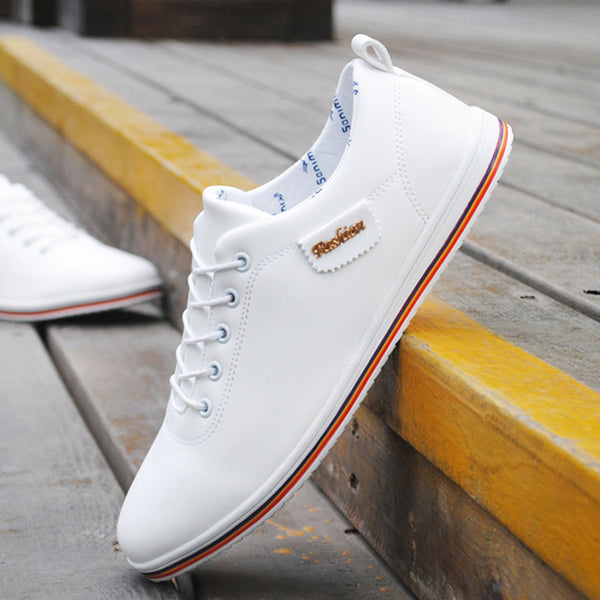 Autumn Winter Men Shoes Breathable White Casual Shoes Pu Leather Flat Shoes Fashion Lace Up Man Shoes Sneakers Zapatos Hombre
